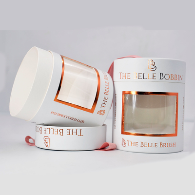 Oro que sella las cajas cosméticas de encargo del tubo del papel de la cartulina con la ventana