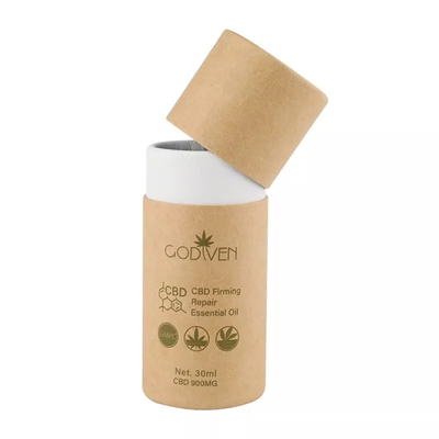 Embalaje de tubo de papel artesanal de aceite esencial de CBD personalizado Empaquetado de tubo de papel redondo cosmético