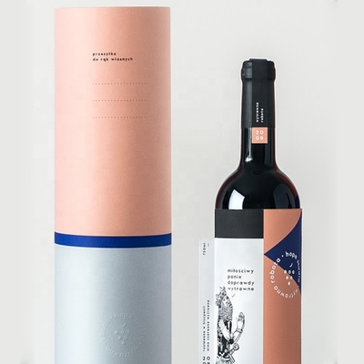 Caja de presentación de la botella de vino de CMYK, cajas del vino de la cartulina del cilindro